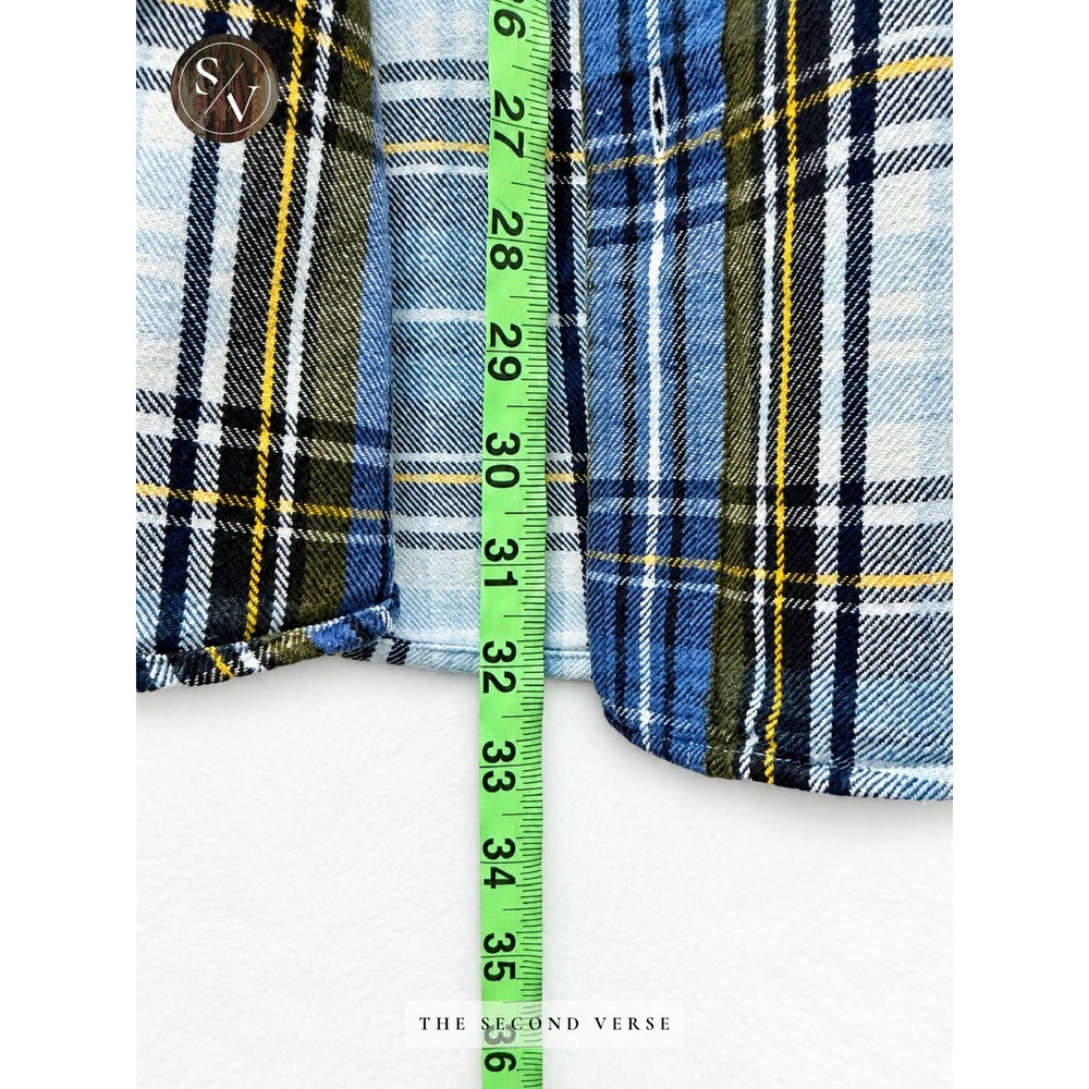 GAP Relaxed Fit Plaid Flannel Shirt Mens XL Blue Green Long Sleeve Cotton - Picture 5 of 8